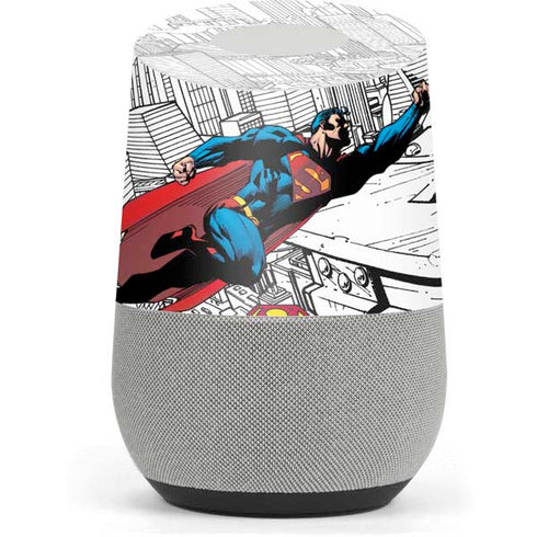 DC Comics Superman Flying Over City Pose Google Home Skin